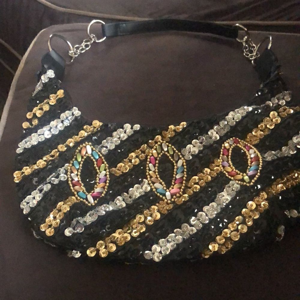Hand made Medium Sequined Beaded Bag. So much detail .